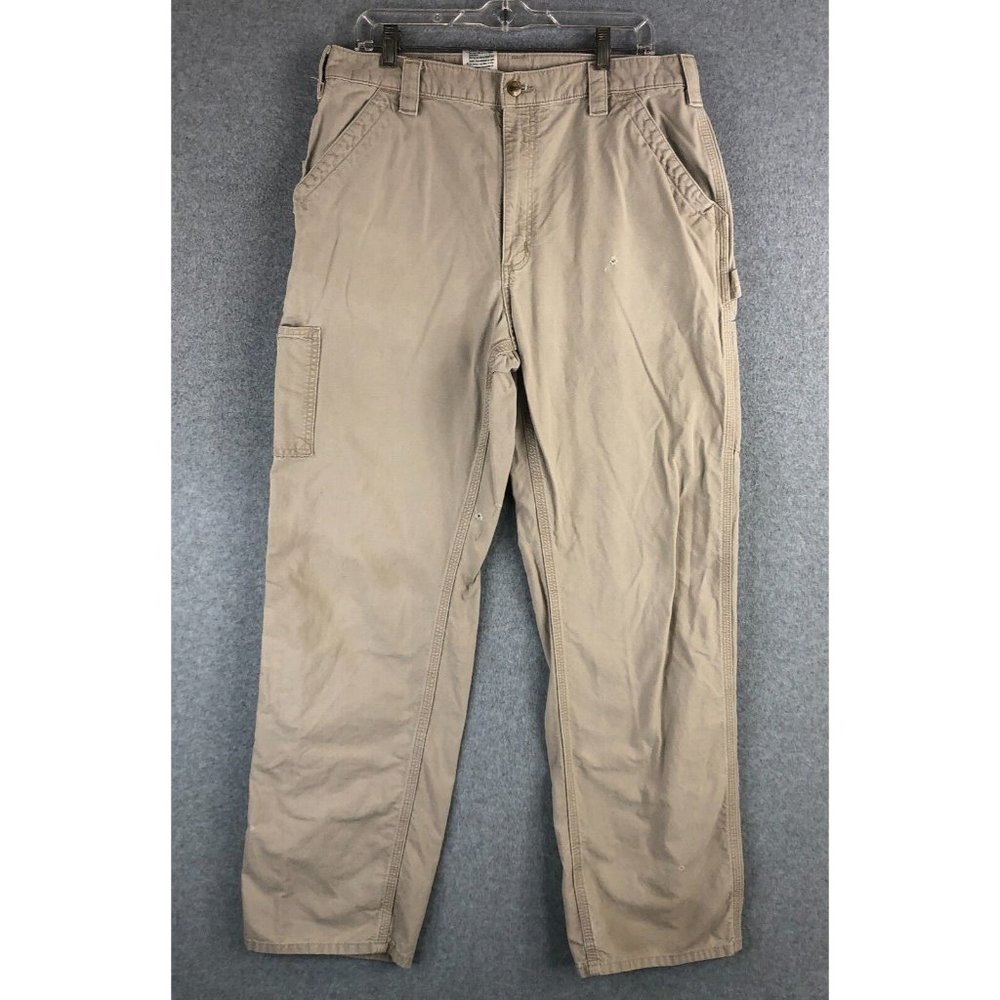 Carhartt Pants Mens 36 x 34 Brown/Tan Original Dungaree Fit Work Cotton 1382